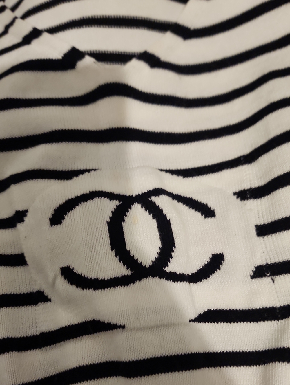 CHANEL Black and White Striped Knit Polo Mini Dress - So Cute! WOW! - Picture 3 of 4